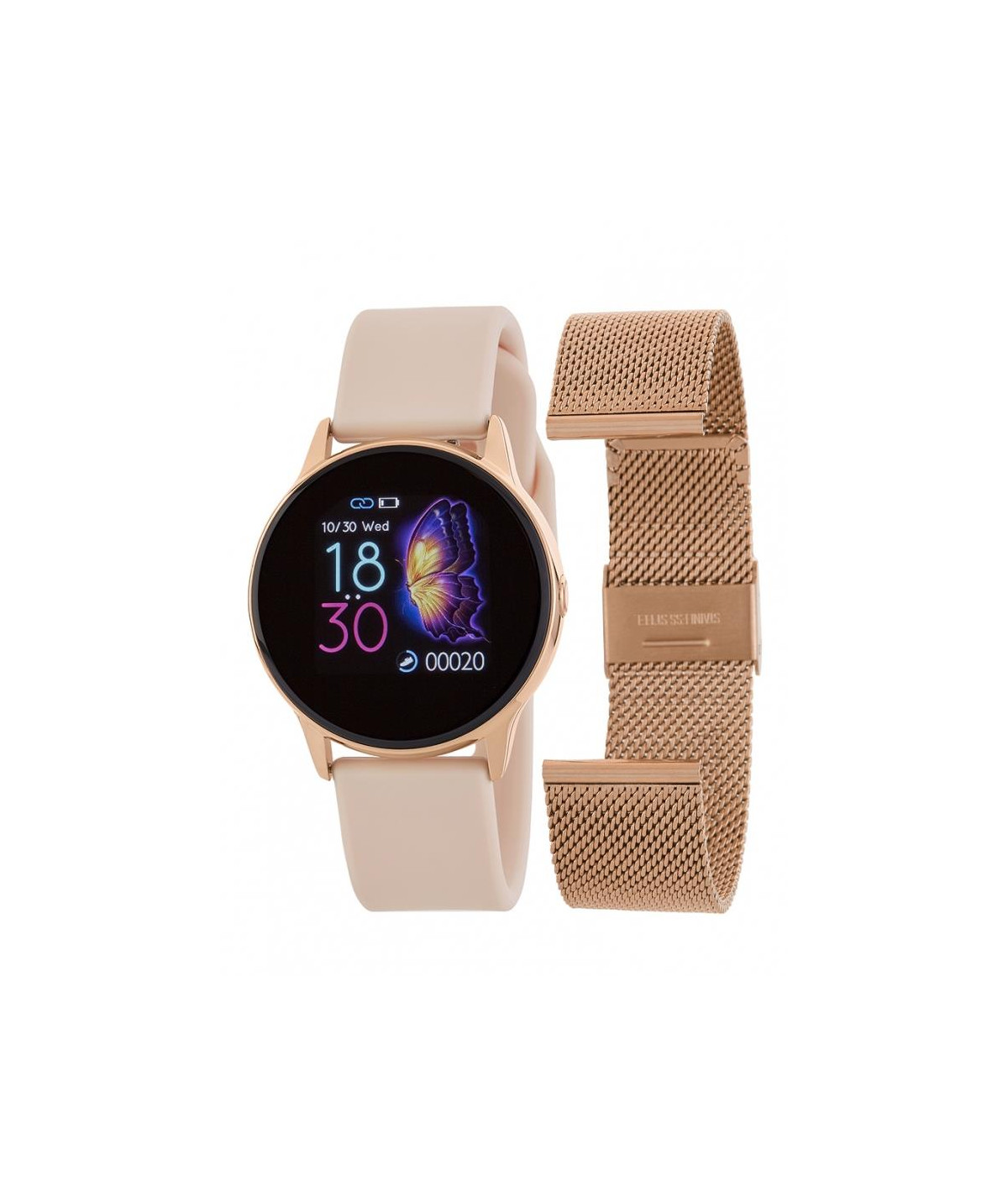 Reloj Smart MAREA silicona negra y caja rectangular negra - Oro Vivo