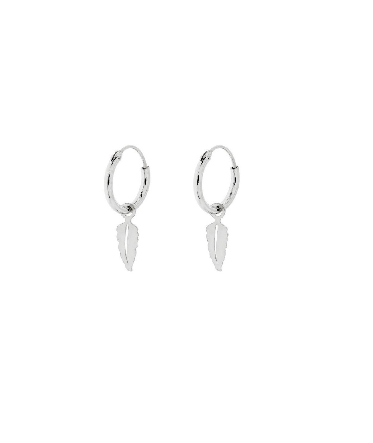 Mezea Brelery - Pendientes Aro Pluma Lisa Plata