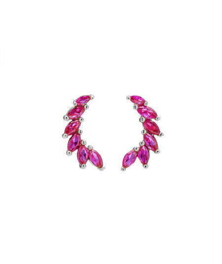Pendientes Acero Inoxidable Aro Con Múltiples Charms De Hoja Con Piedra