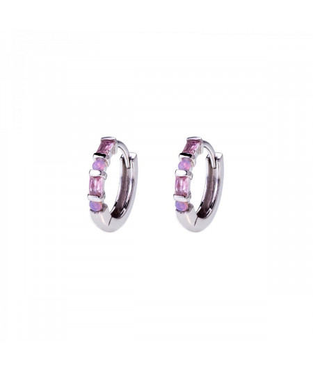 Pendientes Aros Pureza Rosa Plata