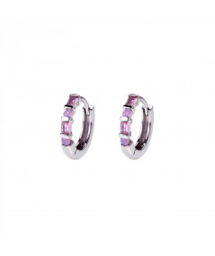 Pendientes Aros Pureza Rosa Plata