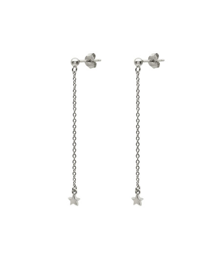 Pendientes  Largos Estrella Plata