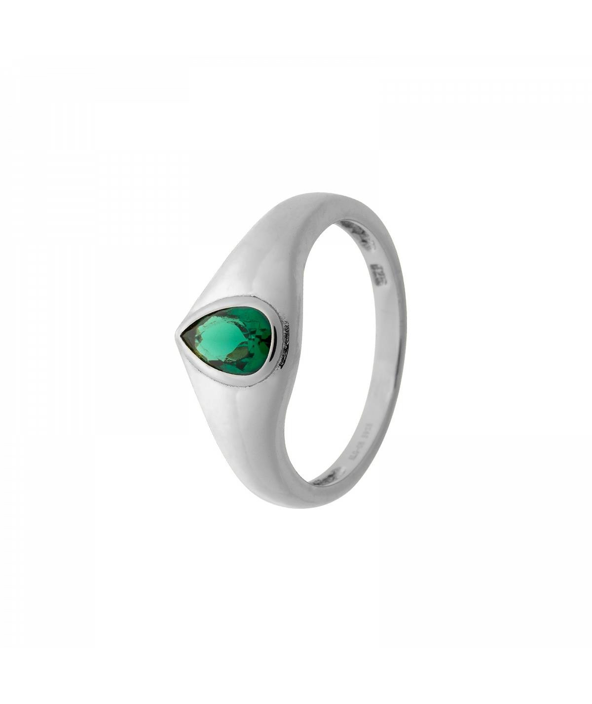 Anillo Rayo de Luz Esmeralda Plata