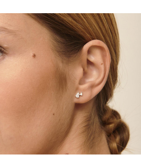 Pendientes Rayo de Luz Blanco Plata