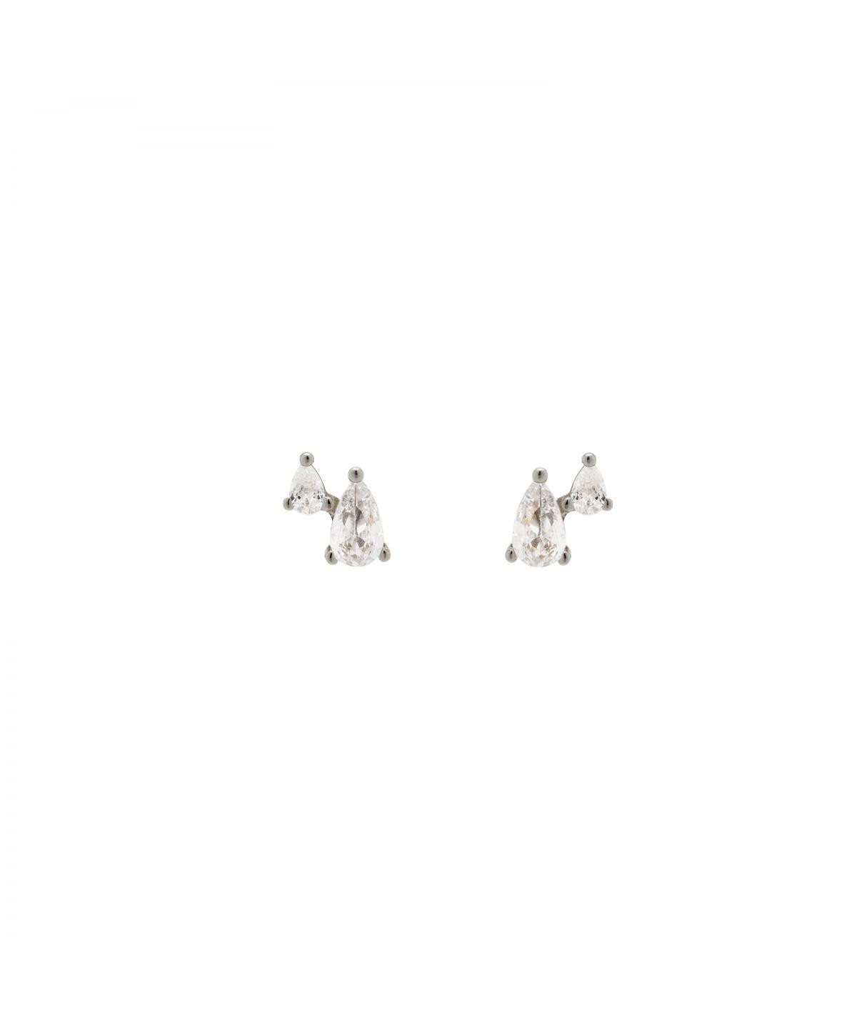 Pendientes Rayo de Luz Blanco Plata