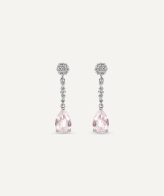 Pendientes Fiesta Rosa Plata