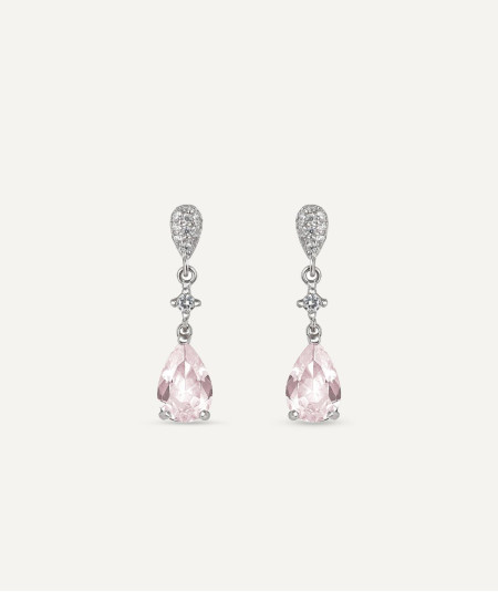 Pendientes Novia Rosa Plata