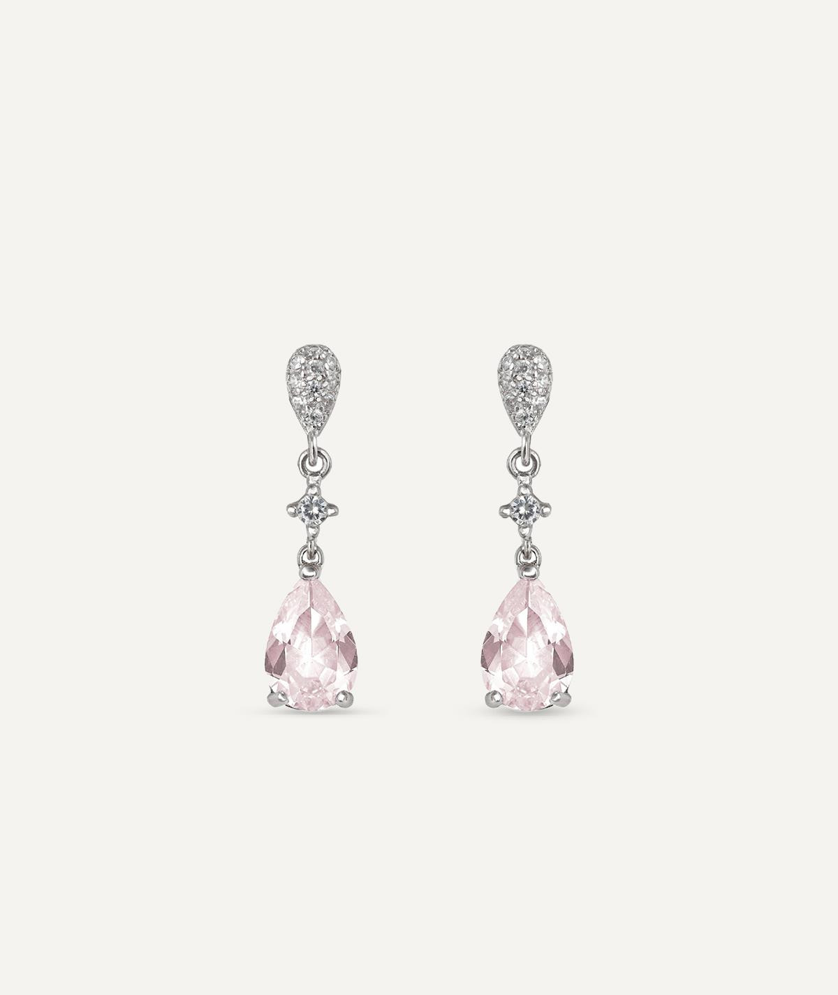 Pendientes Novia Rosa Plata