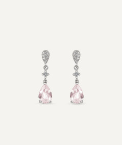 Pendientes Novia Rosa Plata