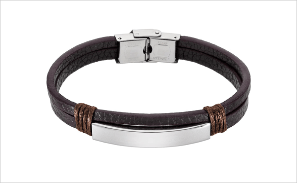 Regalos hombre Navidad Pulsera cuero y acero - Mezea by Brelery