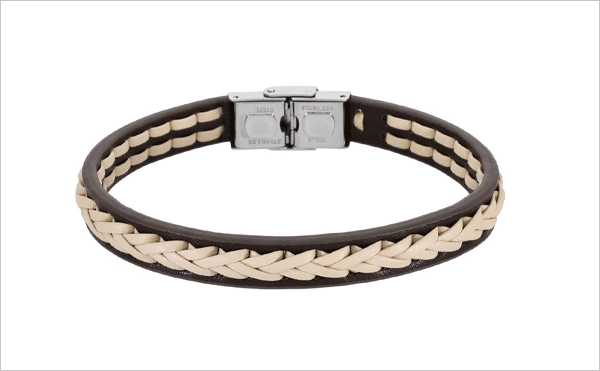 Regalos hombre Navidad Pulsera cuero y acero - Mezea by Brelery
